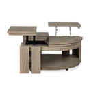 Conrad - Pie Shaped Lift Top Cocktail Table With Casters - Stone Harbor Gray by Unique Piece Furniture