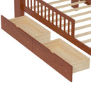 Bed With Headboard Storage Rack, 2 Under Bed Drawers, 3 Side Guardrails For Safety by HouseOfZazla