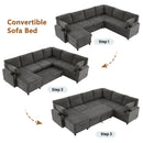 U-Shaped Sectional Sleeper Sofa With Ample Storage Space, 2 Cup Holders And Charging Ports For Living Room by Unique Piece Furniture