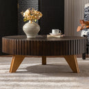 Round Retro Coffee With Solid Wood Legs by Unique Piece Furniture