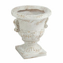 9.4x9.4x10.6' Decorative White Urn Planter with Distressed White Finish and Gold Accents by HouseOfZazla