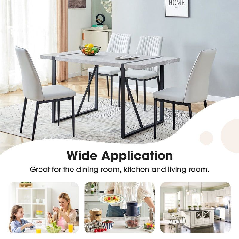 5-piece Dining Table Chairs Set, Rectangular Dining Room Table Set for 4, Modern Dining Table and faux leather Chairs for Kitchen Dining Room, Small Space, GRAY