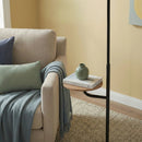 Seoul - Floor Lamp With Rotary Switch Wood Table Base - Black / White by HouseOfZazla