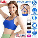 Cross Back Padded Sports Bra with Removable Pads by LJGDeals