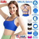 Women Cross Back Sport Bras Padded StrappyÊCrop Open Back Low Impact Bras SexyÊFitnessÊTank Tops with Removable Pads Thin Straps for Gym Yoga Workout