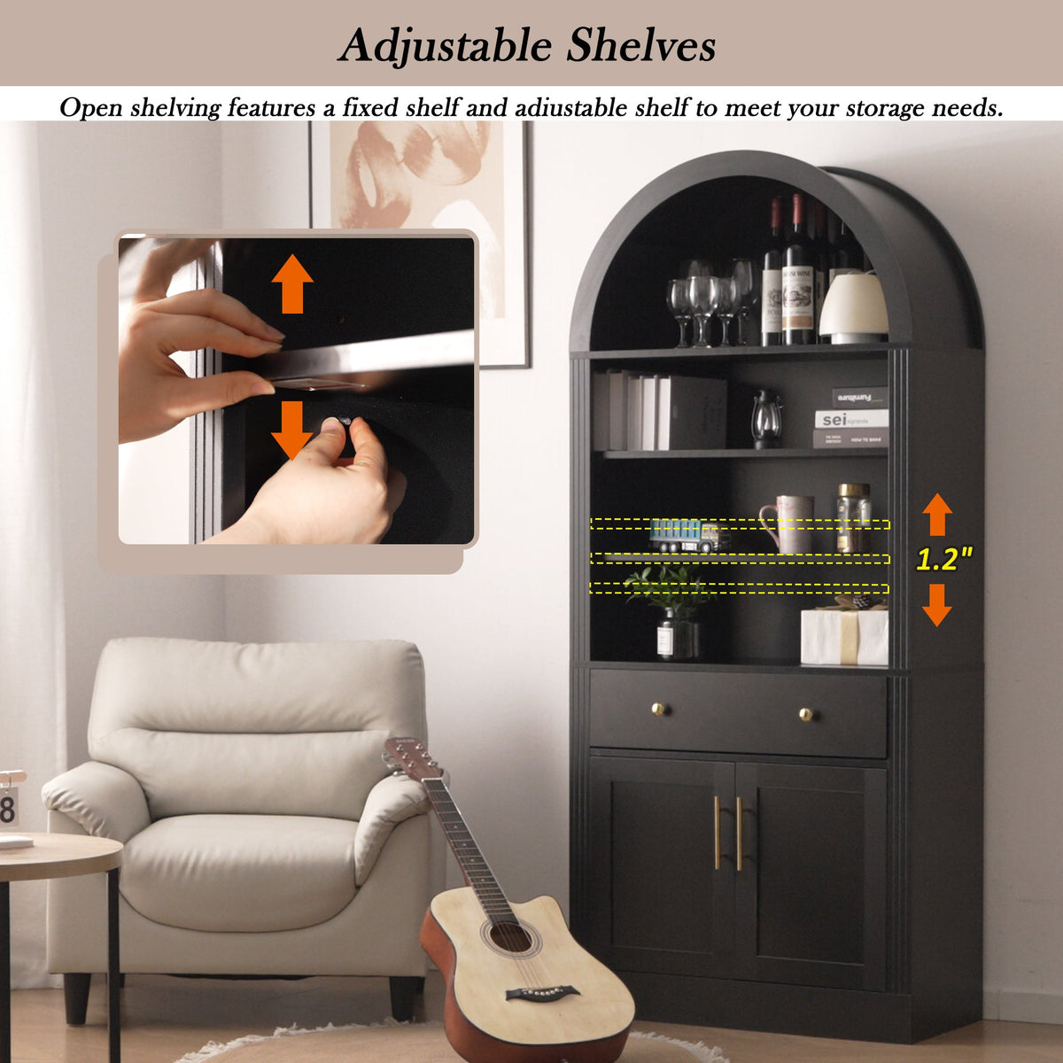 Arched Bookshelf with Storage Cabinet, photo 3 of 10