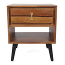 Asther - Bedside Table - Natural Wood / Brown by Unique Piece Furniture