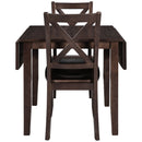 3-Piece Wood Drop Leaf Breakfast Nook Dining Table Set with 2 X-back Chairs for Small Places, Espresso