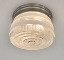 RETRO 1960's Antique DRUM Flush Mount Ceiling Light Brushed Nickel by The Lamp Goods