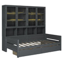 Daybed With Glass Door Storage Cabinets, Built In LED Lighting And Shelves by HouseOfZazla