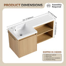 L-Shaped Wall Mounte Floating Bathroom Vanity With Integrated Sink