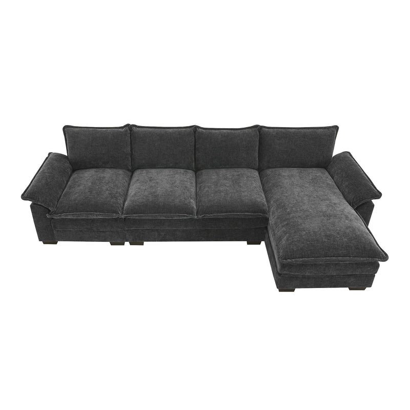 Walker Edison | Chenille Pillow Top Cloud L-shape Sectional Sofa with Chaise Lounge