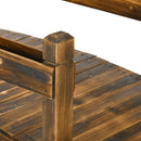 7.5' Wooden Garden Bridge with Planters, Stained Finish Arc Footbridge with Safety Railings for Backyard, Pond Stream, Stained Wood