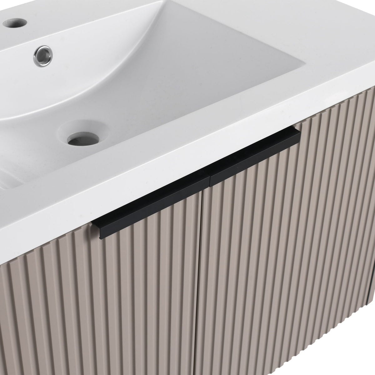 Contemporary Wall Mounted Bathroom Vanity With Resin Double Sink, photo 33 of 40