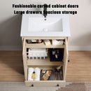 Bathroom Vanity Base, Cabinet With Carved Floral Doors - Natural Wood by HouseOfZazla