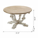 Round Wooden Coffee Table With Distressed Scrollwork Legs - Multicolor by HouseOfZazla