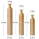 Metal Decorative Vases High Distress Metal Center Vases With Growing Vine Patterns, (Set of 3) Vases For Home Decoration - Gold by HouseOfZazla