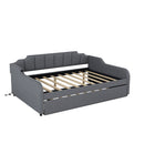 Full Size Upholstered Daybed With Trundle And USB Charging - Gray by HouseOfZazla