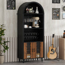 71' Farmhouse Arched Wine Bar Cabinet