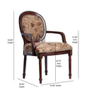 Bernice - Oval Back Chair With Floral Carvings - Brown / Beige Gray by HouseOfZazla