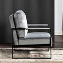 Classic Mid Century Modern Accent Chair With Durable Square Metal Frame, Armchair