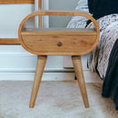Circular Open Slot Nightstand, 1-Drawer, 1 Open Slot, Nordic Legs