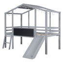 Loft House Bed With Ladder And Slide, With board And Light Strip On The Roof by HouseOfZazla