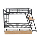 Full Size Bunk Bed With Built In Desk, Light, And 2 Drawers - Black by HouseOfZazla