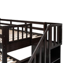 Stairway Bunk Bed With Storage And Guard Rail For Bedroom by HouseOfZazla