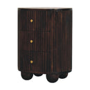 Solid Wood Curved Fluted 3-Drawer Drum Chest