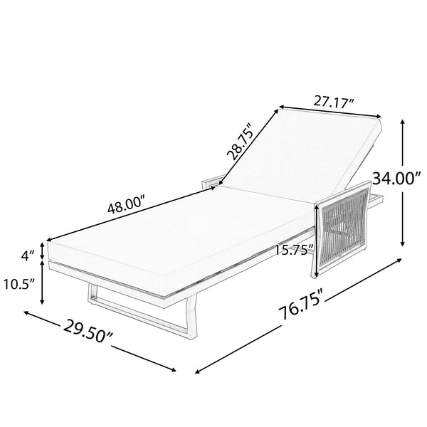 Modern White Iron Outdoor Chaise Lounger Set, photo 2 of 10