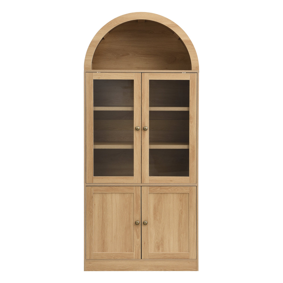 Tall Arched Top Storage Cabinet with Tempered Glass Doors, photo 9 of 10