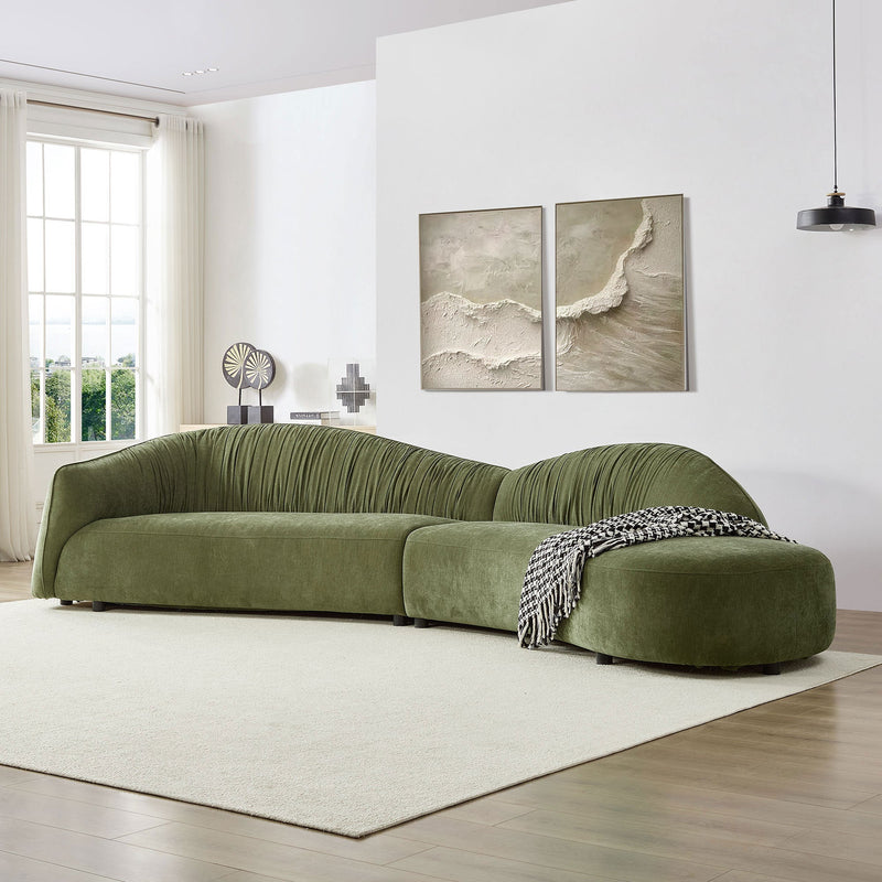 145.67" Mid-Century Upholstered Comfy Couch with Facing Chaise Right, photo 3 of 10