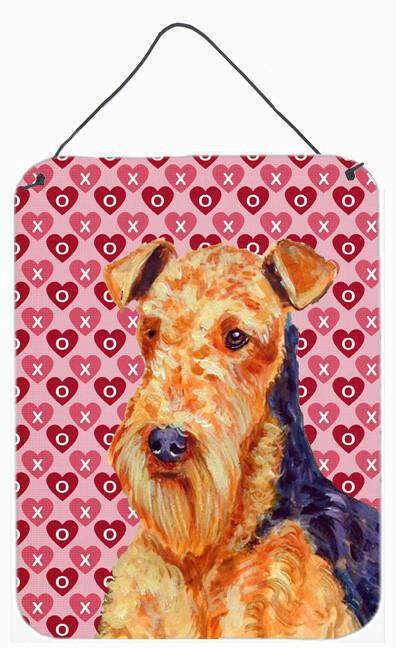 Airedale Hearts Love and Valentine's Day Portrait Wall or Door Hanging Prints