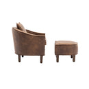 Accent Chair with Ottoman, Mid Century Modern Barrel Chair Upholstered Club Tub Round Arms Chair for Living Room