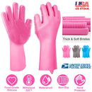 1 Pair Magic Silicone Brush Dishwashing Gloves Cleaning Sponge Pet Scrubber Heat Resistant Wash Gloves