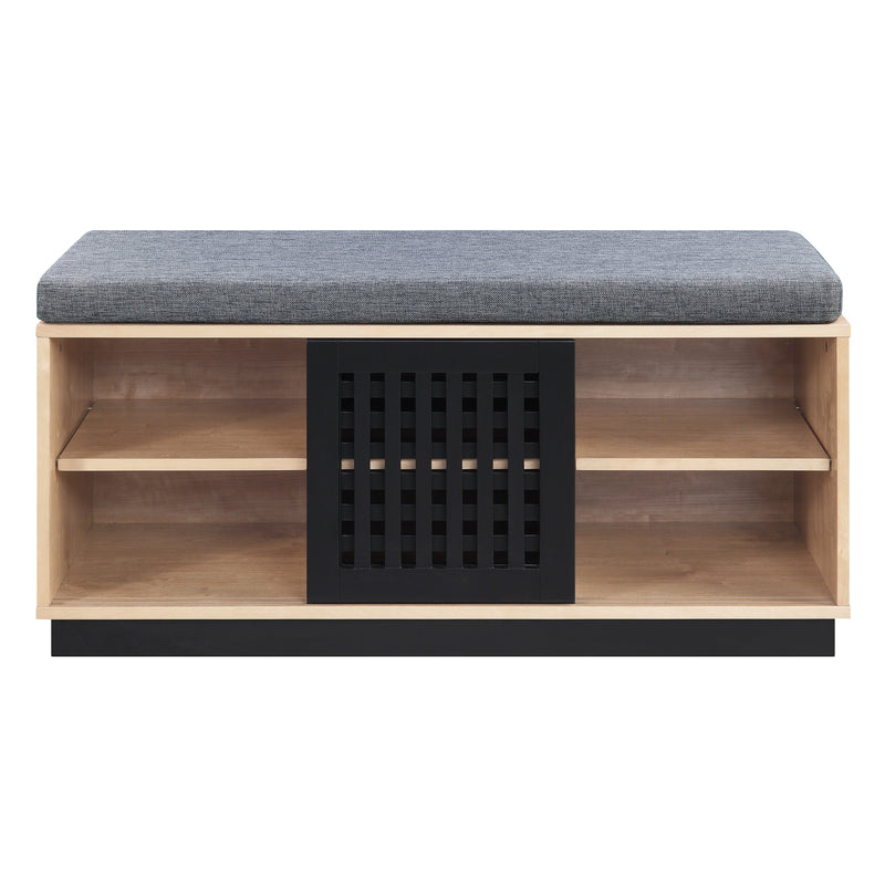 Walker Edison - Gamaliel Bench w/Storage in Oak & Espresso Finish