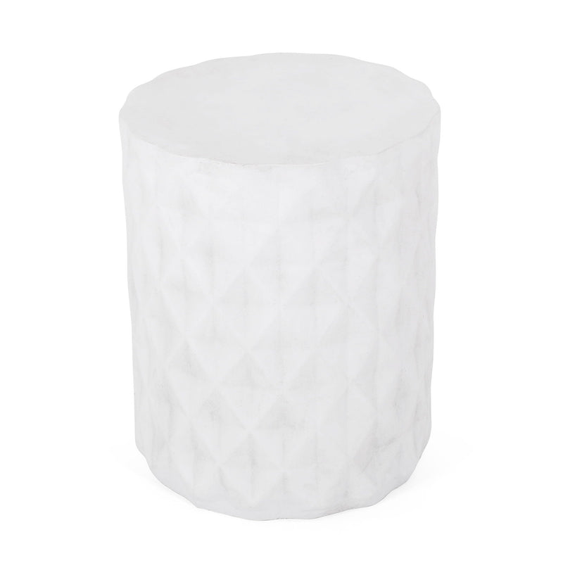 Outdoor Lightweight Concrete Side Table - Antique White, photo 2 of 10