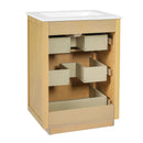 Bathroom Vanity With Sink, Open Shelf & Closed Storage - Natural Wood by HouseOfZazla