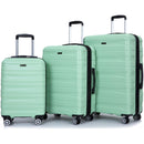 3 Piece Luggage Sets PC Lightweight & Durable Expandable Suitcase with Two Hooks, Double Spinner Wheels, TSA Lock, (21/25/29) Light Green