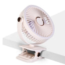 Portable Quiet Clip On Fan With 5 Speeds 3 Brightness 720¡ Fully Adjustable Angle Type-C Rechargeable Clip Desk Wall Mounted Fan For Camping Office Ho