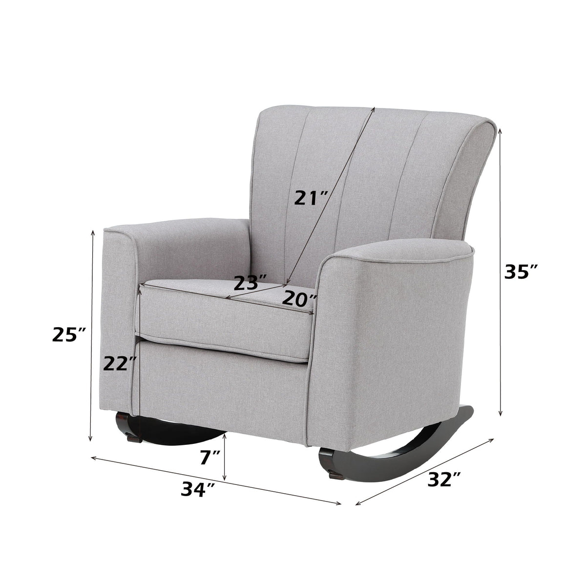 Denzell - Rocking Chair - Light Gray, photo 3 of 6