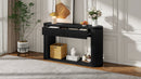 TREXM Oval Fluted Console Table with 2 Drawers and Bottom Shelf