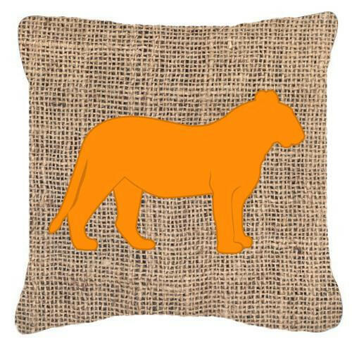 Tiger Burlap and Orange   Canvas Fabric Decorative Pillow BB1010