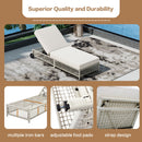Outdoor Lounge Chair With 5 Position Backrest With Cushion And Wheels