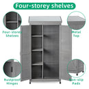 Wood Outdoor Storage Cabinet With Metal Top Garden Shed For Yard And Patio - Gray