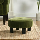 Riley - Round Footstool Ottoman - Olive Green by HouseOfZazla
