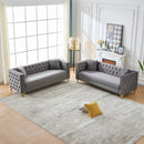Deep Seat Sofa With Button Nailhead, Square Arm Couches by HouseOfZazla