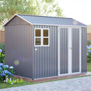 8'x6' Large Steel Storage Shed with Window, Lockable Doors & Sloped Roof, Heavy Duty Outdoor Tool Shed for Garden, Patio, Backyard, Lawn - Dark Gray by Montret