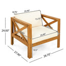 Outdoor Acacia Wood Club Armchair with Cushions (Set of 4)